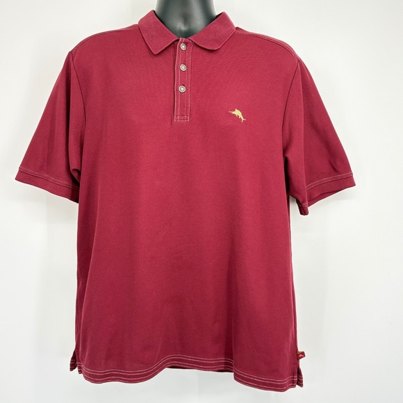 Tommy Bahama Other - Tommy Bahama Polo Shirt Mens LG Burgundy IslandZone Supima Cotton Golf Travel
